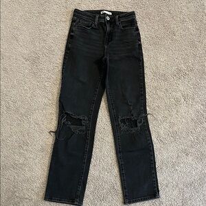 SO Black Straight-Leg Distressed Women's Jeans